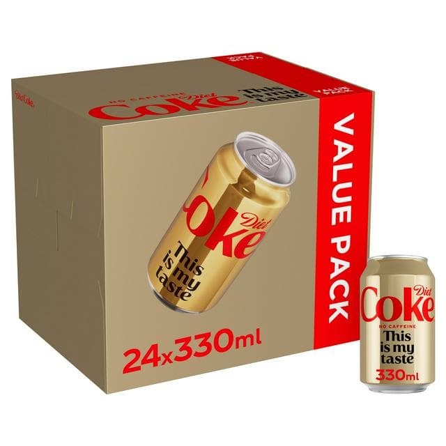 Diet Coke No Caffeine Cola 24 x 330ml Cans - gallery image 1