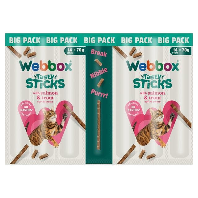 Webbox Tasty Sticks Mega Pack Salmon & Trout Cat Treats x14 70g - gallery image 1