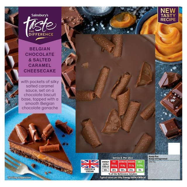 Sainsbury's Belgian Chocolate & Salted Caramel Cheesecake, Taste the Difference 500g - gallery image 1