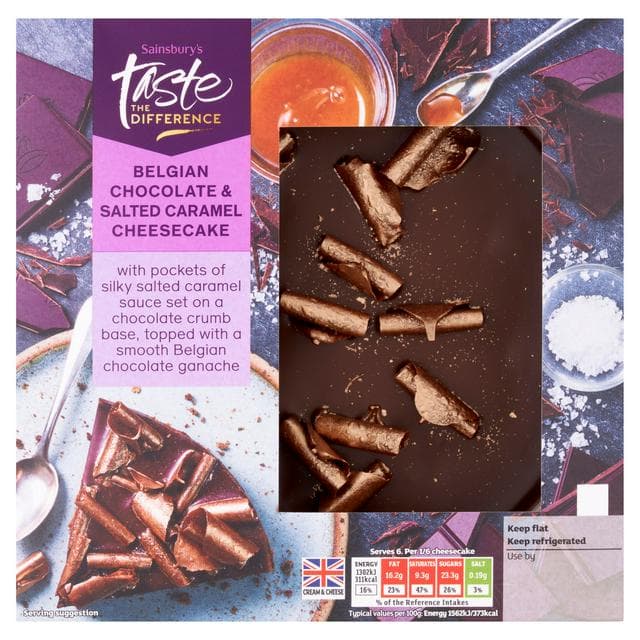 Sainsbury's Belgian Chocolate & Salted Caramel Cheesecake, Taste the Difference 500g - gallery image 1
