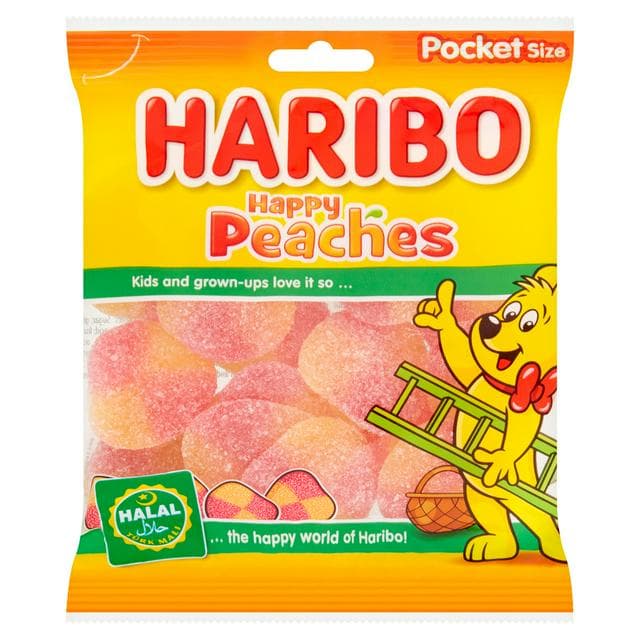 Haribo Halal Happy Peaches Bag 100g - gallery image 1
