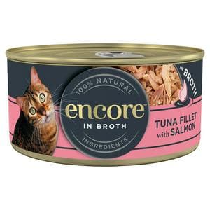 Encore Tuna Fillet with Salmon in Broth Tin Natural Wet Cat Food 70g