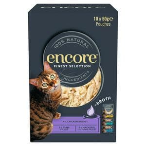 Encore Finest Selection in Broth Natural Wet Cat Food Pouches 10 x 50g