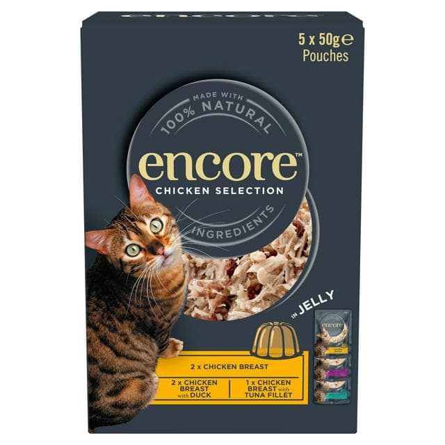Encore Chicken Selection in Jelly Natural Wet Cat Food Pouches 5 x 50g - gallery image 1