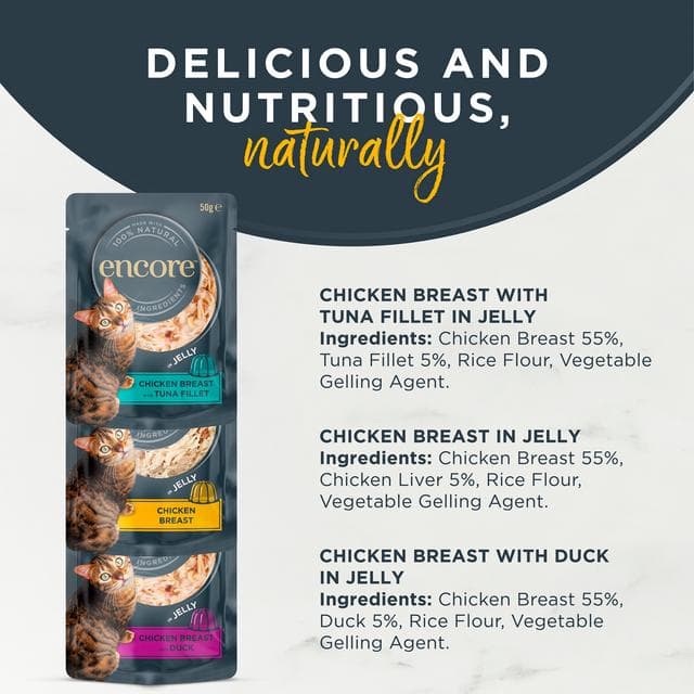Encore Chicken Selection in Jelly Natural Wet Cat Food Pouches 5 x 50g - gallery image 2
