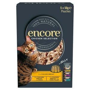 Encore Chicken Selection in Jelly Natural Wet Cat Food Pouches 5 x 50g