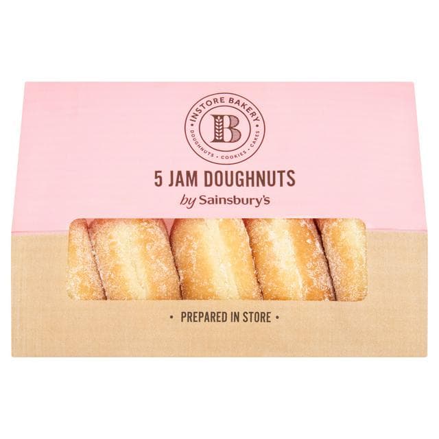Sainsbury's Instore Bakery Jam Doughnuts x5 - gallery image 1