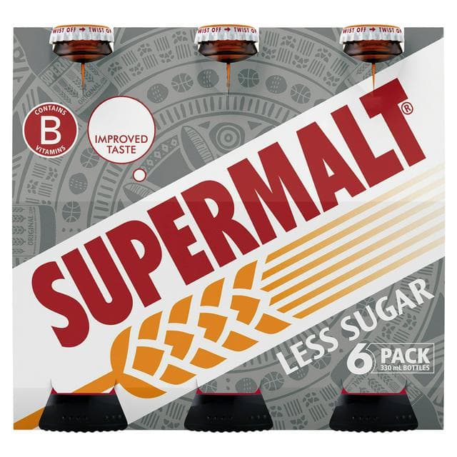 Supermalt Less Sugar Non-Alcoholic Malt Beverage with B Vitamins 6x330ml - gallery image 1