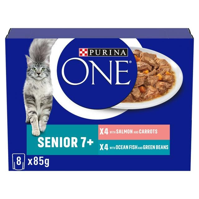 Purina One Senior 7+ Mini Fillets Salmon & Ocean Fish Wet Cat Food 8 x 85g - gallery image 1