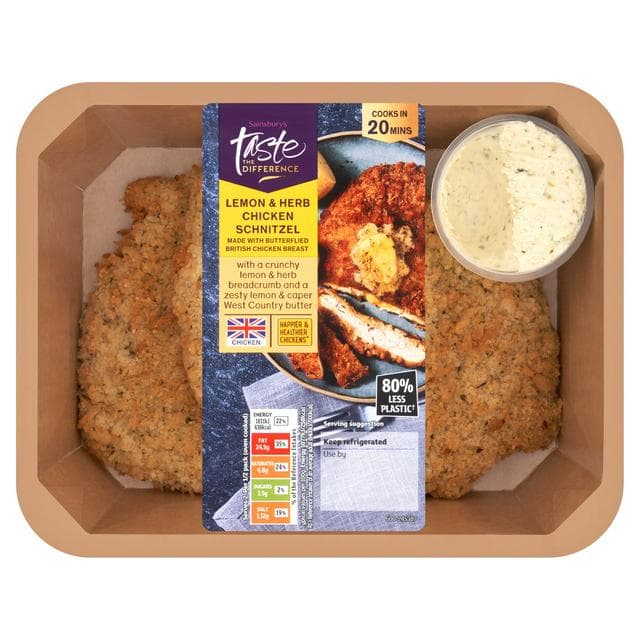 Sainsbury's Lemon & Herb Chicken Schnitzel, Taste the Difference 350g - gallery image 1