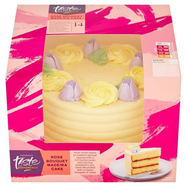Sainsbury's Birthday & Celebration Rose Bouquet Madeira Cake, Taste the Difference 895g (Serves 14) - gallery image 1