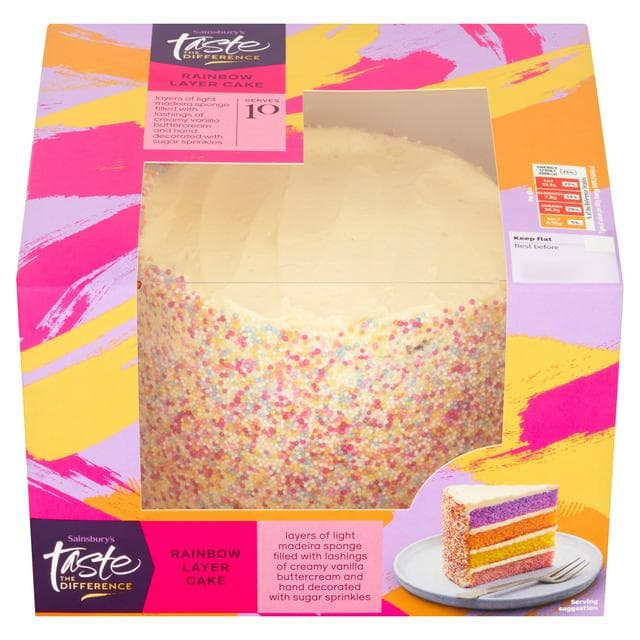 Sainsbury's Birthday Celebration Rainbow Layer Cake, Taste the Difference 685g (Serves 10) - gallery image 1