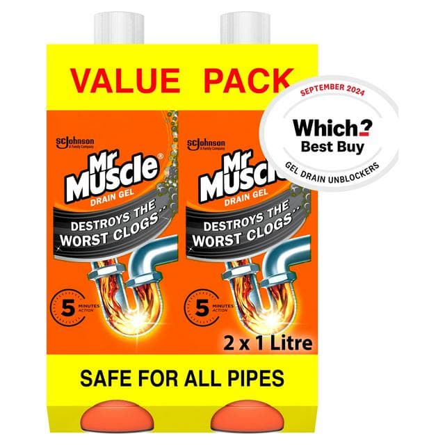 Mr Muscle Max Gel Sink & Drain Unblocker Twin 2x1000ml - gallery image 1