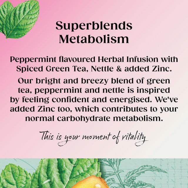 Twinings Superblends Metabolism Peppermint with Spiced Green Tea & Nettle Bags x20 40g - gallery image 6