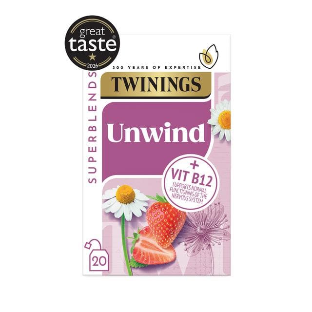 Twinings Superblends Time to Unwind Strawberry & Camomile with Limeflower Tea Bags x20 36g - gallery image 2
