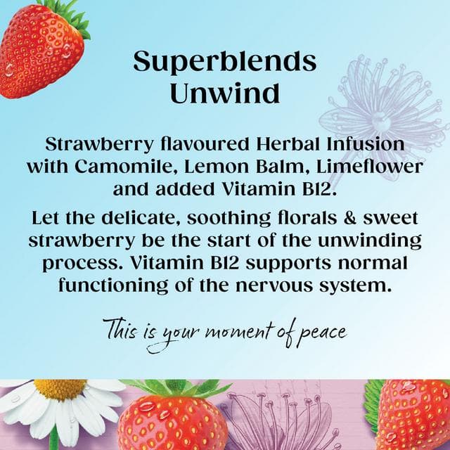 Twinings Superblends Time to Unwind Strawberry & Camomile with Limeflower Tea Bags x20 36g - gallery image 2
