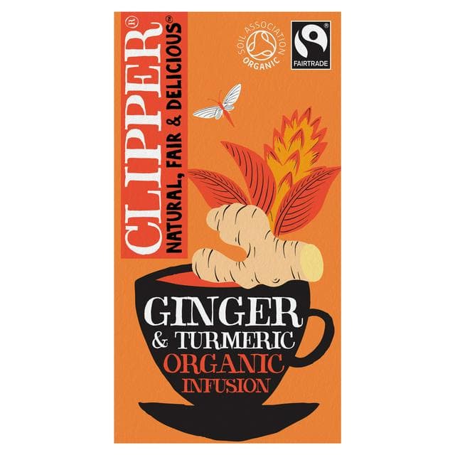 Clipper Fairtrade Restoring Roots Ginger & Turmeric Organic Tea Bags x20 36g - gallery image 1