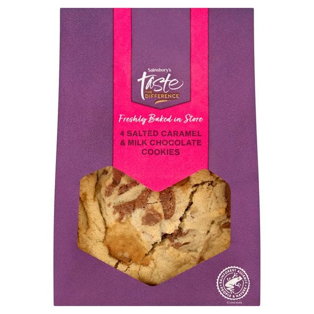 Sainsbury's Salted Caramel & Belgian Milk Chocolate Cookies, Taste the Difference x4 - gallery image 1