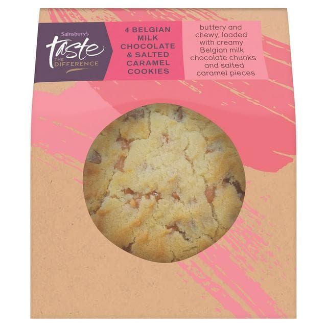 Sainsbury's Salted Caramel & Belgian Milk Chocolate Cookies, Taste the Difference x4 - gallery image 1