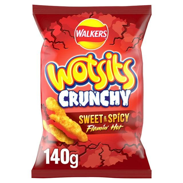 Walkers Wotsits Crunchy Sweet & Spicy Sharing Snacks Crisps 140g - gallery image 1