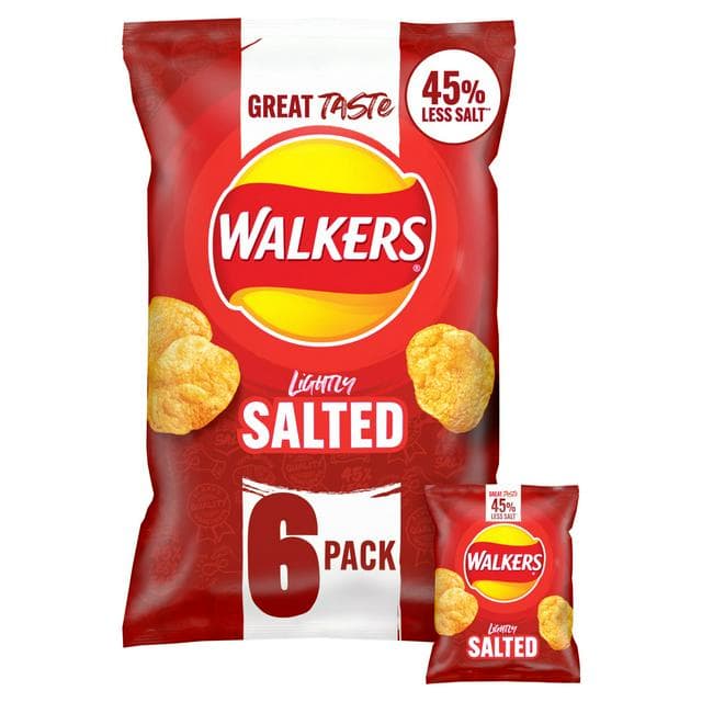 Walkers Less Salt Lightly Salted Multipack Crisps 6x25g - gallery image 1