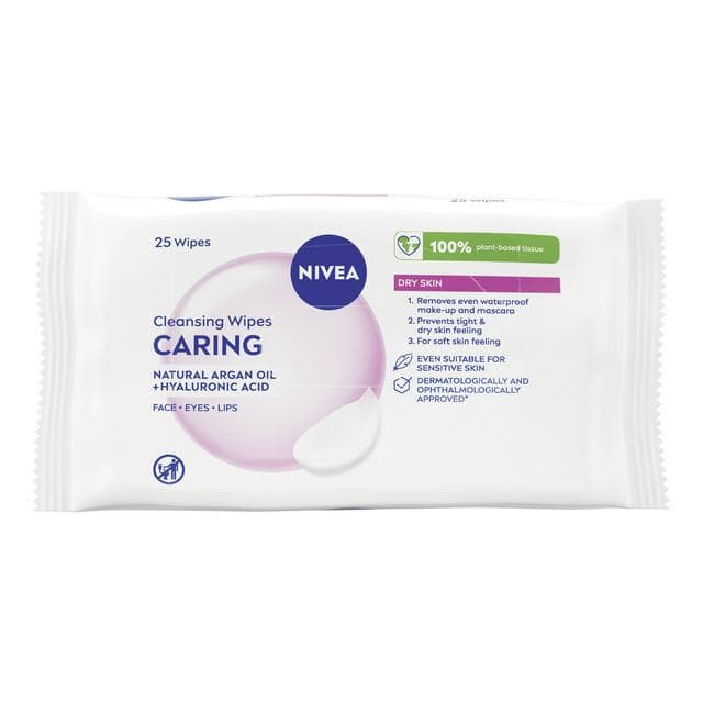 Nivea Biodegradable Cleansing Face Wipes Dry Skin Pack x25 - gallery image 1