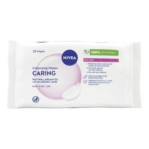 Nivea Biodegradable Cleansing Face Wipes Dry Skin Pack x25