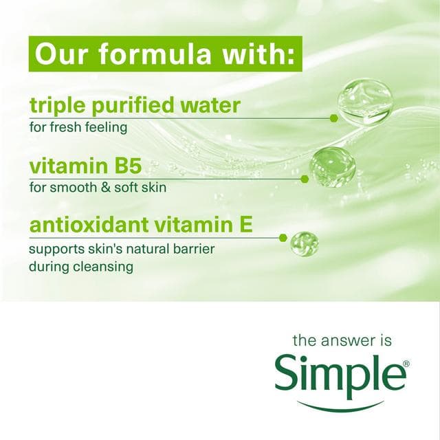 Simple Kind to Skin 25 Wipes Biodegradable Facial Cleansing Make-Up Remover Wipes - gallery image 4