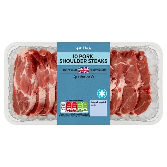 Sainsbury's 10 x British Pork Shoulder Steaks 1.2kg - gallery image 1