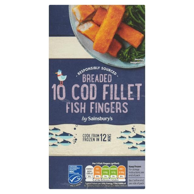 Sainsbury's Breaded Cod Fillet Fish Fingers x10 300g - gallery image 1
