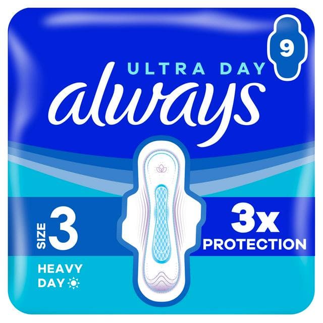 Always Ultra Sanitary Towels Day & Night Size 3 Wings Pads x9 - gallery image 1