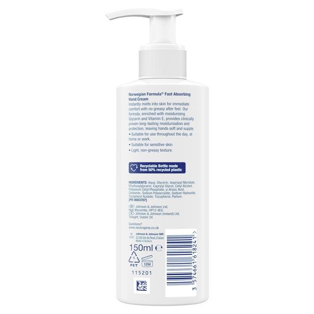Neutrogena Norwegian Formula Fast Absorbing Hand Cream Light Texture 150ml - gallery image 4