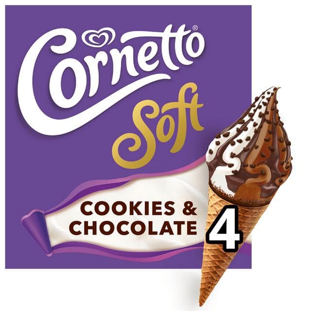 Cornetto Soft Cookie & Chocolate Ice Cream Cones 4x140ml - gallery image 2