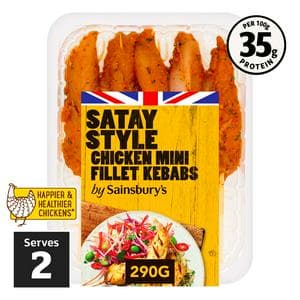 Sainsbury's 290g Satay Style British Chicken Breast Fillet Kebabs