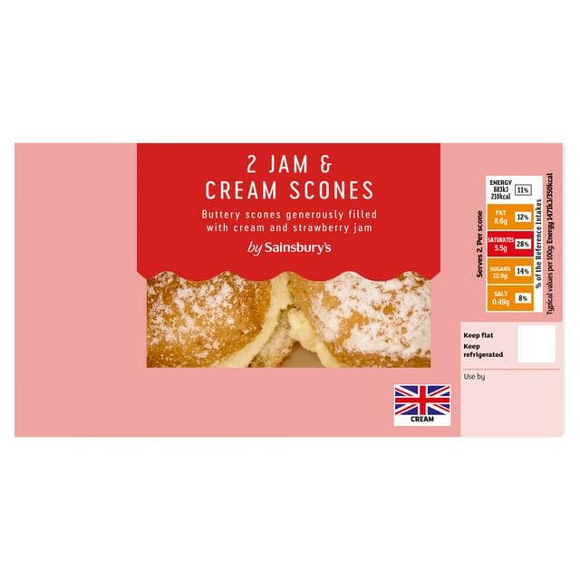 Sainsbury's Jam & Cream Scones, Summer Edition 2x60g - gallery image 1