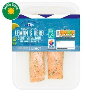 Sainsbury's Lemon & Herb Steamed ASC Scottish Salmon Portions x2 180g (Ready to eat)
