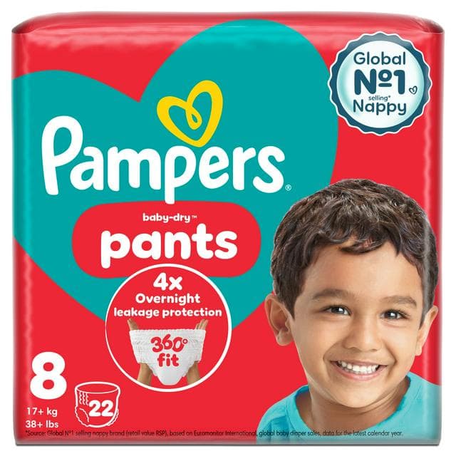 Pampers Baby Dry Nappy Pants Size 8, 19kg+ x22 - gallery image 1