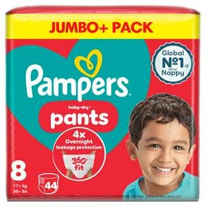 Pampers Baby Dry Nappy Pants Jumbo+ Pack Nappies Size 8, 19kg+ x44
