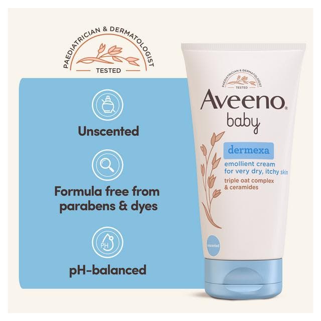 Aveeno Baby Dermexa Emollient Cream Baby Lotion Dry & Itchy Skin 150ml - gallery image 2
