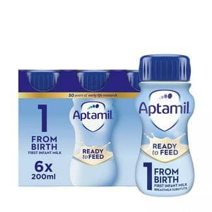 Aptamil 1 First Infant Baby Milk Formula Liquid From Birth Multipack Ready To Feed 6x200ml