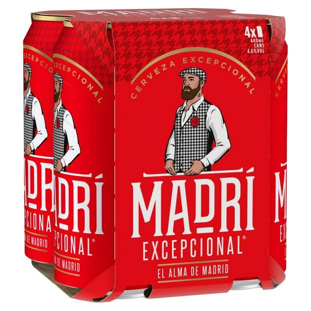 Madri Excepcional Premium Lager Beer Can 4x440ml - gallery image 1
