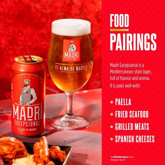 Madri Excepcional Premium Lager Beer Can 4x440ml - gallery image 3