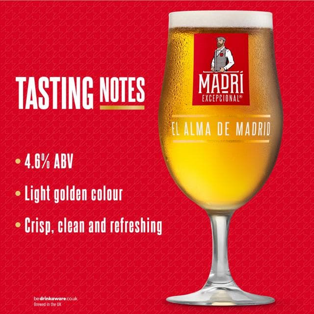 Madri Excepcional Premium Lager Beer Can 4x440ml - gallery image 5
