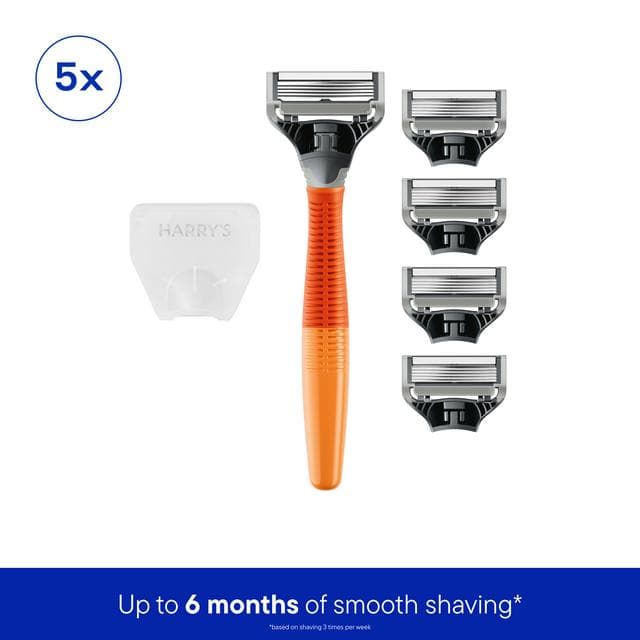 Harry's 5 x Blade Refills Bright Orange 5 Blade Men's Razor Starter Pack - gallery image 2