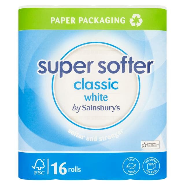 Sainsbury's Super Softer Classic Toilet Tissue x16 Rolls - gallery image 1