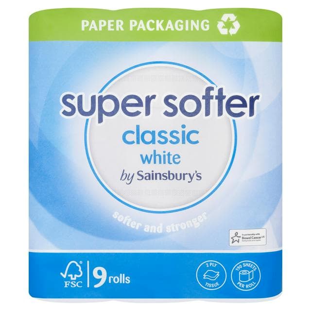 Sainsbury's Super Softer Classic Toilet Tissue x9 Rolls - gallery image 1