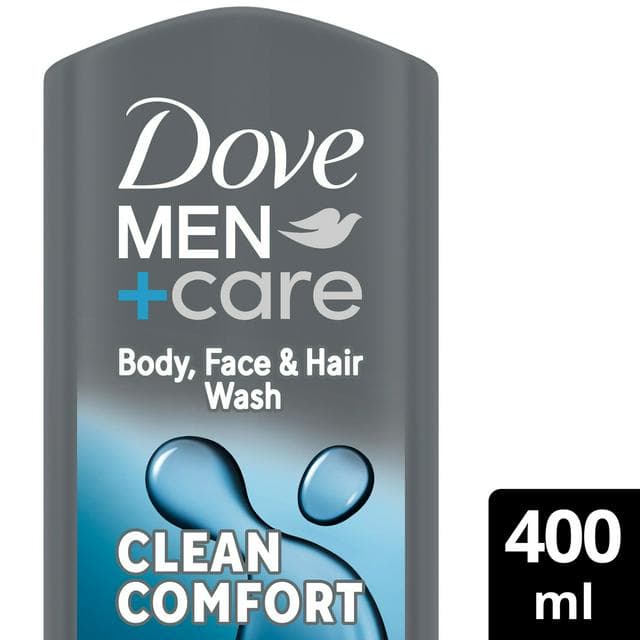 Dove Men+Care 400ml Clean Comfort 3 in 1 Hair, Face and Body Wash Shower Gel - gallery image 1
