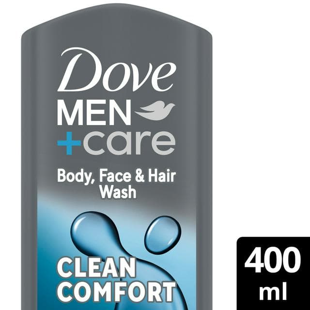 Dove Men+Care 400ml Clean Comfort 3 in 1 Hair, Face and Body Wash Shower Gel - gallery image 1