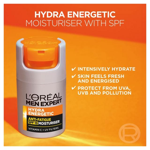 L'Oreal Men Expert Anti Fatigue Hydra Energetic Mens Moisturiser with SPF 15 & Vitamin C 50ml - gallery image 3