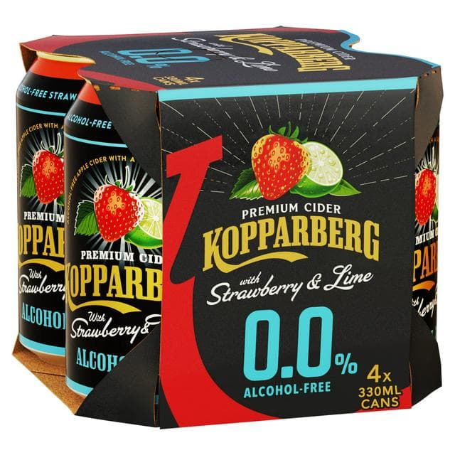 Kopparberg 0.0% Alcohol Free Premium Cider with Strawberry & Lime 4 x 330ml - gallery image 1